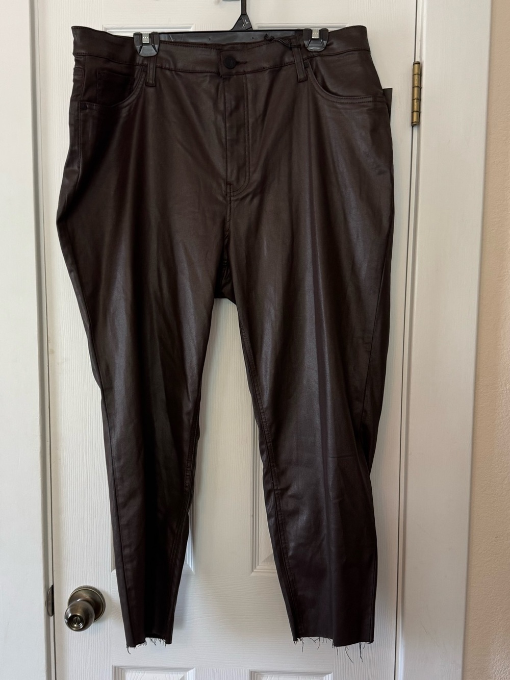 KUT from the Kloth Brown Coated Skinny Jeans Raw Hem Plus Size 16W NWT